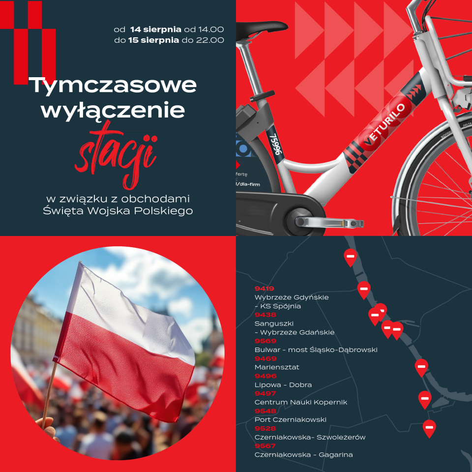 (Polski) Tymczasowe wyłączenie stacji Veturilo 14–15 sierpnia