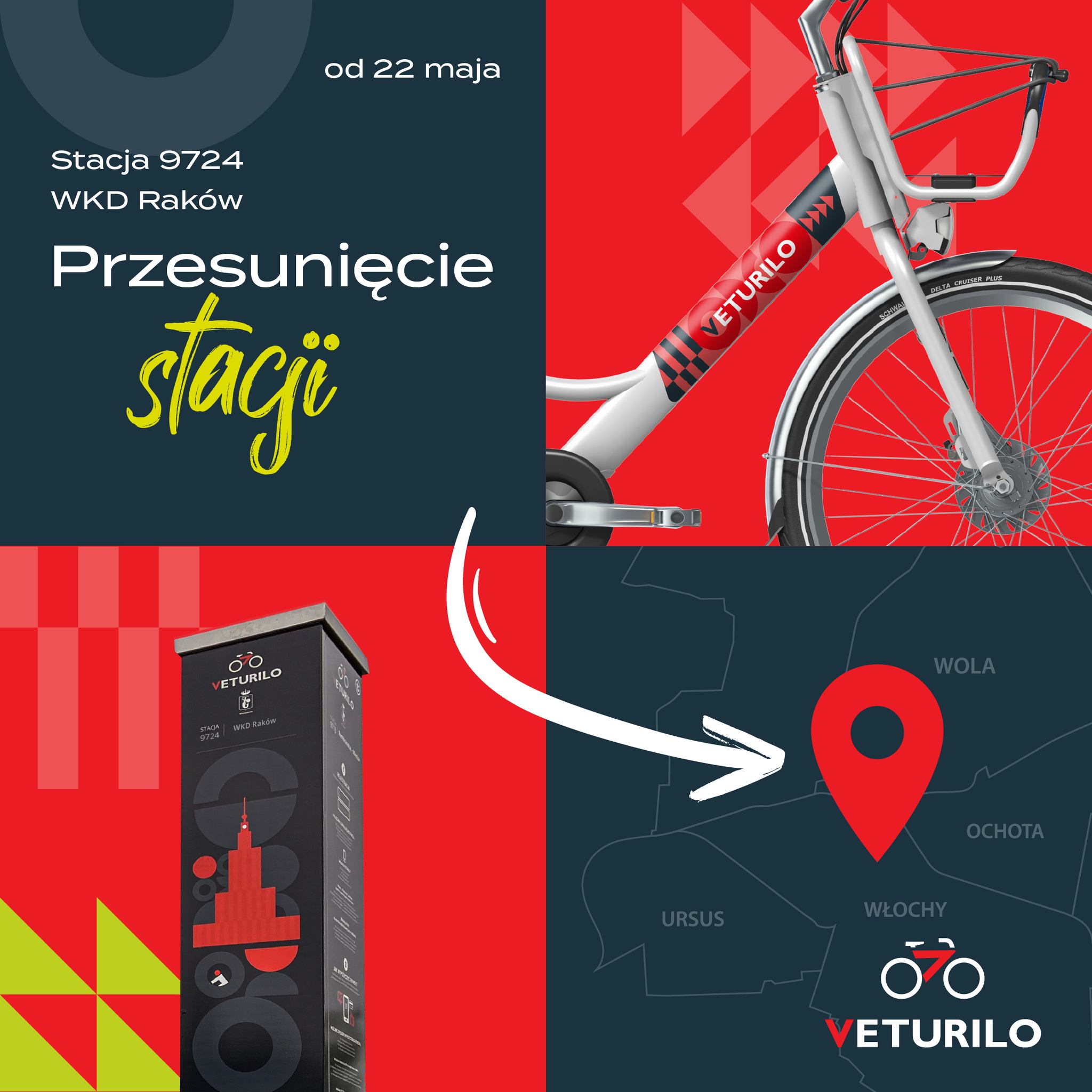Przesunięcie stacji Veturilo nr 9724 – WKD Raków